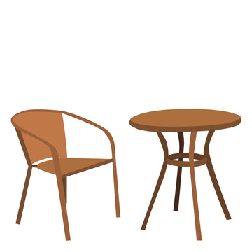 contour, brown chair and table