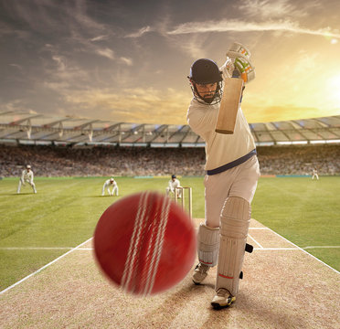 A young sportsman playing cricket with stance of hitting the ball	