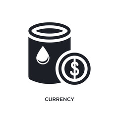 black currency isolated vector icon. simple element illustration from industry concept vector icons. currency editable logo symbol design on white background. can be use for web and mobile