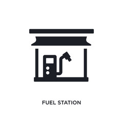 black fuel station isolated vector icon. simple element illustration from industry concept vector icons. fuel station editable logo symbol design on white background. can be use for web and mobile