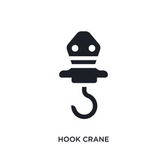 black hook crane isolated vector icon. simple element illustration from industry concept vector icons. hook crane editable logo symbol design on white background. can be use for web and mobile