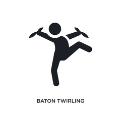 black baton twirling isolated vector icon. simple element illustration from sport concept vector icons. baton twirling editable logo symbol design on white background. can be use for web and mobile