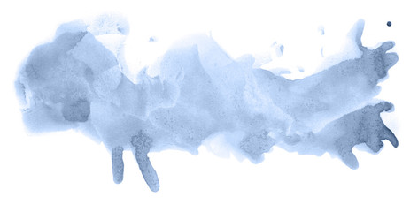 Abstract watercolor background hand-drawn on paper. Volumetric smoke elements. Navy blue color. For design, web, card, text, decoration, surfaces.