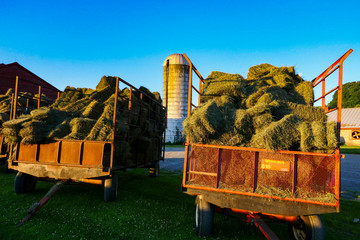 Sharon, Connecticut USA A farm, hay and silo in the sunset. © Alexander