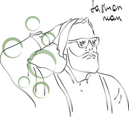 Black and white portrait of a man in glasses pop-art