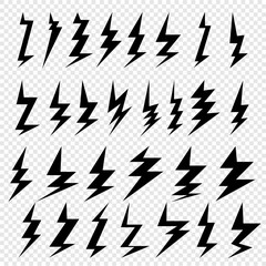 lightning, set of simple lightning doodle