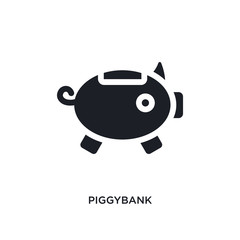 black piggybank isolated vector icon. simple element illustration from startup stategy and concept vector icons. piggybank editable logo symbol design on white background. can be use for web and