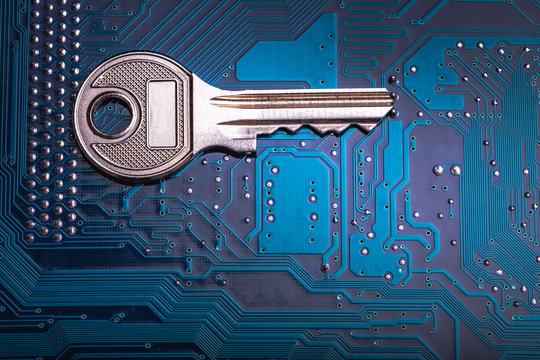 Background image of key on a microchip