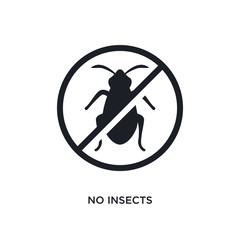 black no insects isolated vector icon. simple element illustration from traffic signs concept vector icons. no insects editable logo symbol design on white background. can be use for web and mobile