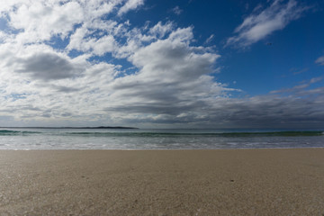 waves in the ocean and blue sky