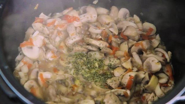  Preparation of champignons in a restaurant