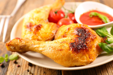 grilled chicken leg and tomato sauce