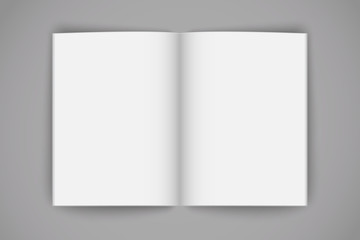 Open book page clean booklet. Magazine template background. Realistic notebook, exercise book. Vector illustration