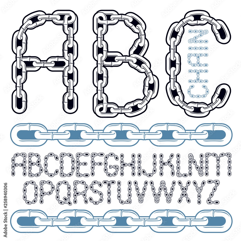 Poster vector script, modern alphabet letters, abc set. capital decorative font created using connected cha