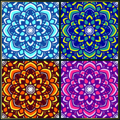 Vintage seamless pattern with indian mandala art ornament