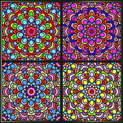 Vintage seamless pattern with indian mandala art ornament