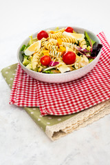 Dutch Mimolette egg pasta salad