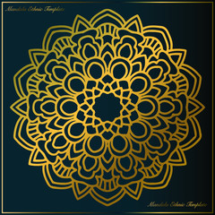 Golden mandala with abstract flower motifs