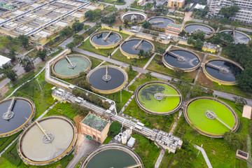 Top view of Sewage treatment plant in Hong Kong