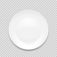 empty white plate isolated on white background. Vector illustration.