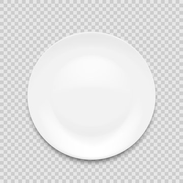 empty white plate isolated on white background. Vector illustration.