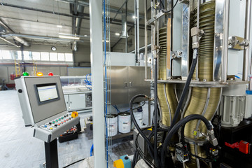 Fototapeta Conveyor cans, production line obraz
