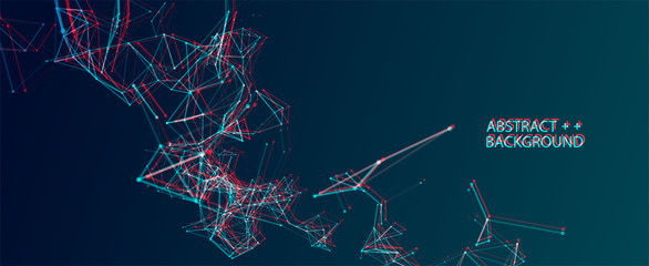 Abstract polygonal vector science background with connecting dots and lines.