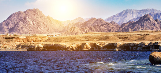 Coastline landscape of Red Sea in Sinai mountians