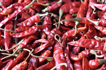 red chili peppers on display at market