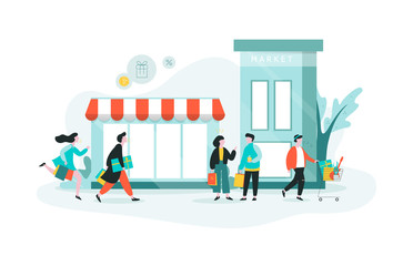 booster conversions ligne People shopping in the mall. Shop in the city, big store