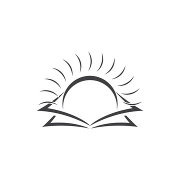 shine sun rise book education logo vector