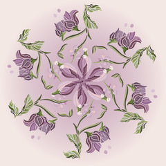 Beautiful flower. Circular ornament. Vector illustration.