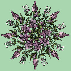 Circular ornament. Beautiful flower. Vector illustration