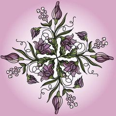 Beautiful flower. Circular ornament. Vector illustration.