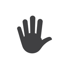 simple hand five finger stop symbol vector
