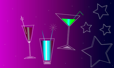 Cocktail party, night party concept, disco club style.