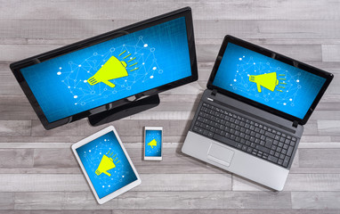 Communication network concept on different devices