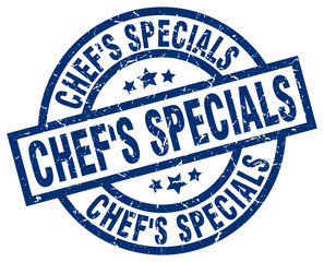 chef's specials blue round grunge stamp