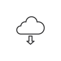 Download from cloud line icon. linear style sign for mobile concept and web design. Cloud computing and arrow down outline vector icon. Symbol, logo illustration. Pixel perfect vector graphics