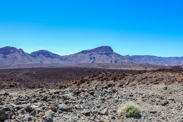 Desert like Landscape above the clouds on the slopes of the Teide Mountain, Tenerife, Canary Islands, Spain