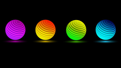 Abstract background with 3d neon spheres twisted into a spiral with a gradient and a glow effect