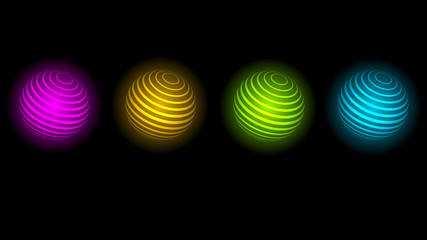 Abstract background with 3d neon spheres twisted into a spiral with a gradient and a glow effect
