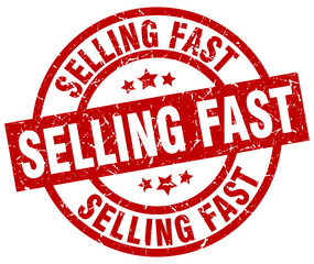 selling fast round red grunge stamp