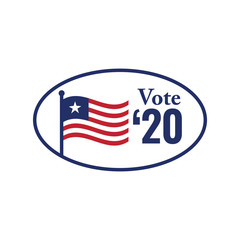 Voting 2020 Icon with Vote, Government, & Patriotic Symbolism and Colors