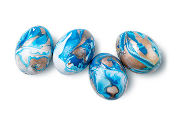 Set of handmade painted colorful easter eggs isolated on a white background with clipping path.