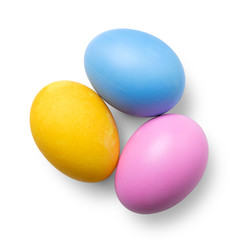 Set of handmade painted colorful easter eggs isolated on a white background with clipping path.