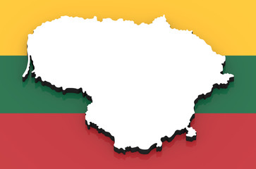 3D map of Lithuania on the national flag