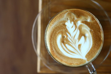 hot latte coffee in cafe