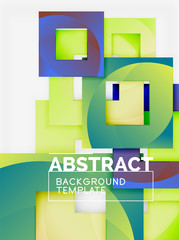 Color square composition with text. Geometric abstract background