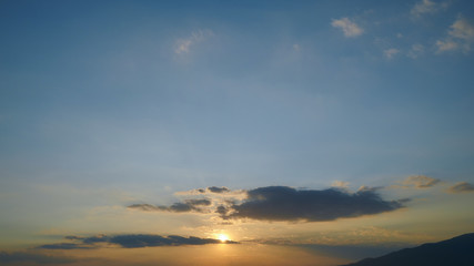 beautiful sun light on sunset sky